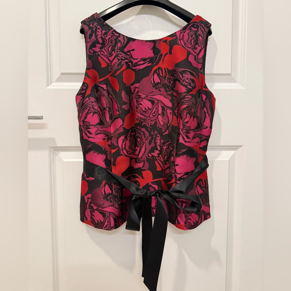 RARE Adrianna Papell Women's Multicolor Floral Jacquard Top Size‎ 12